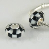 (image for) 925 Glass Beads NASCAR Checkered Flag