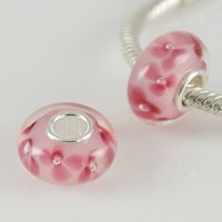 (image for) 925 Glass Beads - Bubble Flower - Light Pink & Pink