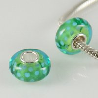 (image for) 925 Glass Beads - Spots - Lime & Light Blue
