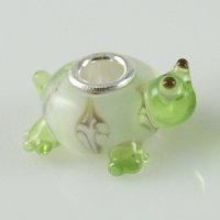 (image for) 925 Glass Beads Turtle - Green & Clear
