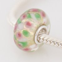 (image for) 925 Glass Beads - Dichroic - Gold, Pink & Green