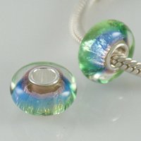 (image for) 925 Glass Beads - Dichroic - Blue, Lavender & Green Lime
