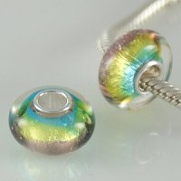 (image for) 925 Glass Beads - Dichroic - Lime, Blue & Lavender Purple