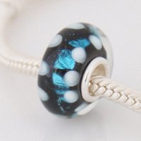 (image for) 925 Glass Beads - Dichroic - Black, Blue & White