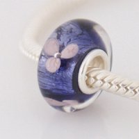 (image for) 925 Glass Beads - Dichroic Bubble Flower - Purple & Pink