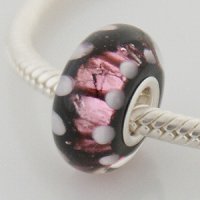 (image for) 925 Glass Beads - Dichroic - Black, Pink & White
