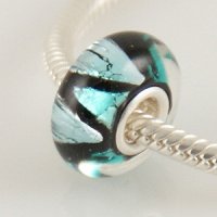 (image for) 925 Glass Beads - Dichroic - Black, Teal & Light Blue