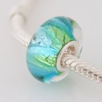 (image for) 925 Glass Beads - Dichroic - Teal & Green Lime