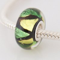 (image for) 925 Glass Beads - Dichroic - Black, Green & Lime