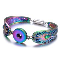 (image for) Snap Jewelry Rainbow Spoon Peacock Magnetic Bracelet Fit 18-20mm
