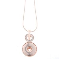(image for) Snap Jewerly Rose Gold Rhinestone Halo Necklace fits 18-20mm