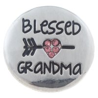 (image for) Snap Jewelry Rhinestone Blessed Grandma Pink Heart Arrow