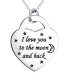 (image for) 925 Sterling CZ Heart Tag I Love You to the Moon & Back 18" Box