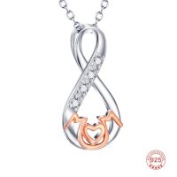 (image for) 925 Sterling CZ Mom Infinity Rose Gold & Silver 18"