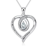 (image for) 925 Sterling CZ Heart Always My Sister, Forever My Friend 18"