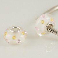 (image for) 925 Glass Beads - CZ Stone - Clear, Pink & Yellow