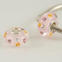 (image for) 925 Glass Beads - CZ Stone - Pink, Clear, Purple & Orange