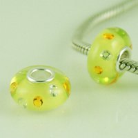 (image for) 925 Glass Beads - CZ Stone - Yellow, Clear & Orange