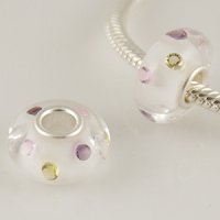 (image for) 925 Glass Beads - CZ Stone - Clear, Purple, Peridot & Pink