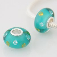 (image for) 925 Glass Beads - CZ Stone -Teal, Clear & Yellow