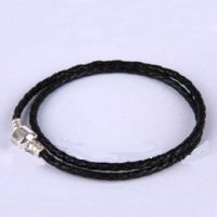 (image for) 925 Sterling Leather Bracelet - Double - 35CM