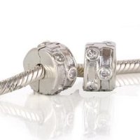 (image for) 925 - Clip Stopper Charm - CZ Clear & Lines