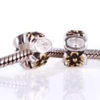 (image for) Charm 925 Gold & Silver Flower - Clear