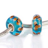 (image for) 925 Glass Beads - Spots - Teal & Orange