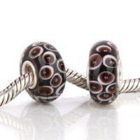 (image for) 925 Glass Beads - Bubble Spots - Black & Brown