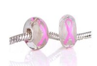 (image for) 925 Glow In Dark Glass Bead - Pink Ribbon