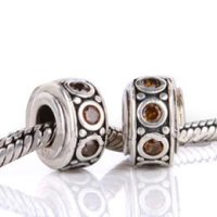 (image for) Charm 925 CZ Stone - Rondelle Circle - Brown