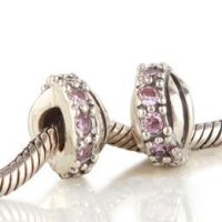 (image for) Charm 925 CZ Stone - Double Rondelle - Pink