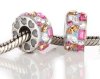 (image for) Charm 925 - 3 Row Rondelle - Blue Base w/ Pink, Clear & Amber