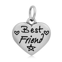 (image for) Small 17*21mm Stainless Steel Heart Charm - Best Friend