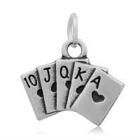 (image for) Medium 21*23mm Stainless Steel Cards Charm - Poker Royal Flush