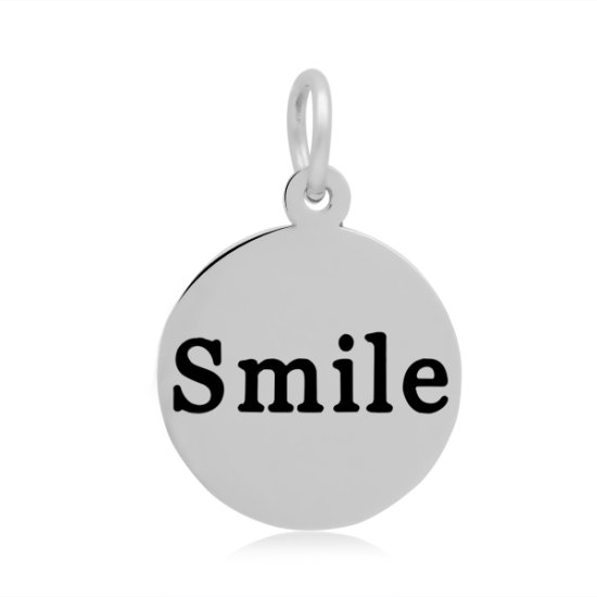 (image for) 16*23mm Small Stainless Steel Charm - Smile Round - Click Image to Close