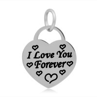 (image for) 17*25mm Small Stainless Steel Heart Charm - I Love You Forever