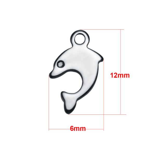 (image for) Small Stainless Steel Charm 06*12mm - Dolphin - Click Image to Close