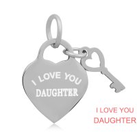 (image for) A&A Add A Charms Stainless - I Love You Daughter Heart with Key