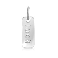 (image for) Small 7*22mm Stainless Steel Tag Charm - Luck