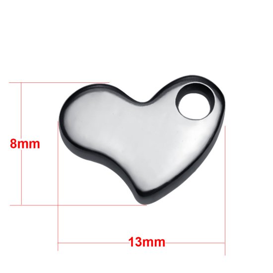 (image for) Small Stainless Steel Charm 08*13mm - Heart - Click Image to Close