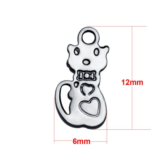 (image for) Extra Small 6*12mm Stainless Steel Script Charm - Cat - Click Image to Close