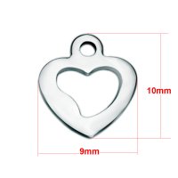 (image for) Small Stainless Steel Charm 09*10mm - Open Heart