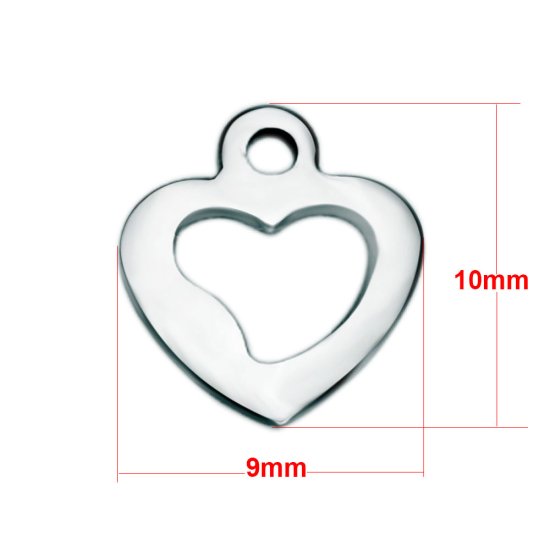 (image for) Small Stainless Steel Charm 09*10mm - Open Heart - Click Image to Close