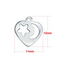 (image for) Small Stainless Steel Charm 11*12mm - Moon & Star in Heart
