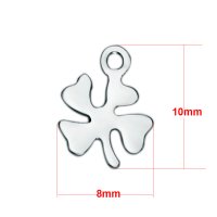 (image for) Extra Small 8*10mm Stainless Steel Charm - 4 Leaf Clover