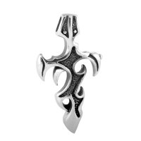 (image for) X Large Stainless Steel Charm 27*52mm - Flame Cross