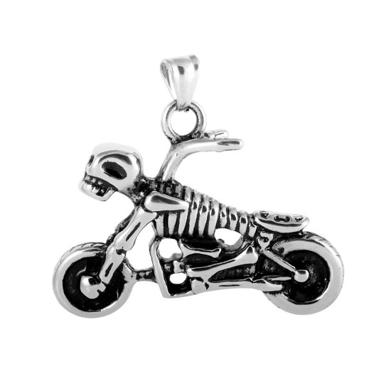 (image for) X Large Stainless Steel Charm 51*51mm - Motorcycle - Click Image to Close