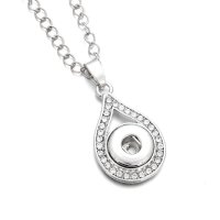 (image for) Mini Snap 12mm Necklace - Halo Rhinestone Water Drop 22"