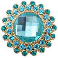 (image for) Snap Jewelry Rhinestone - Gold Faceted Crystal Teal & Blue